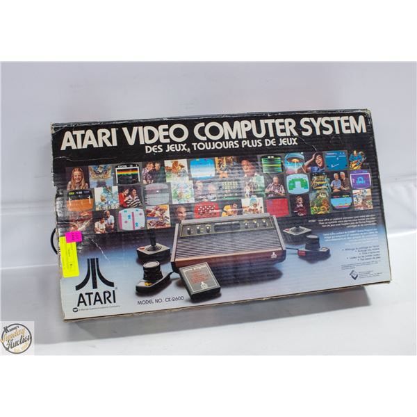 ATARI VIDEO COMPUTER GAMING SYSTEM IN BOX (BOX IS