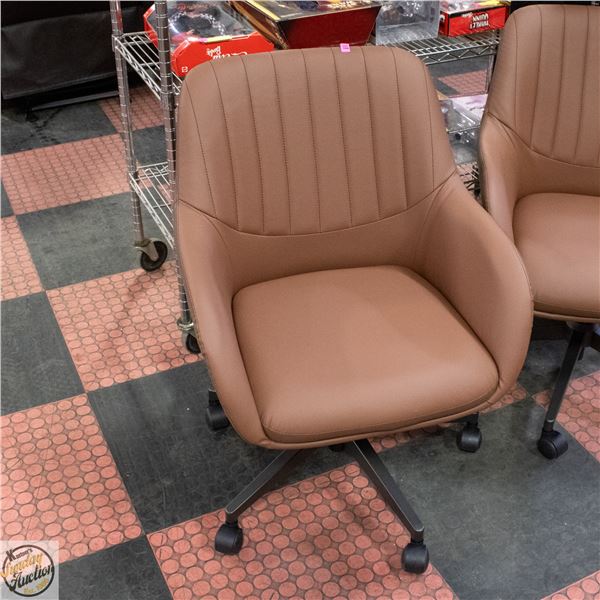 NEW ASSEMBLED BROWN LEATHERETTE OFFICE CHAIR