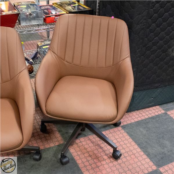 NEW ASSEMBLED BROWN LEATHERETTE OFFICE CHAIR