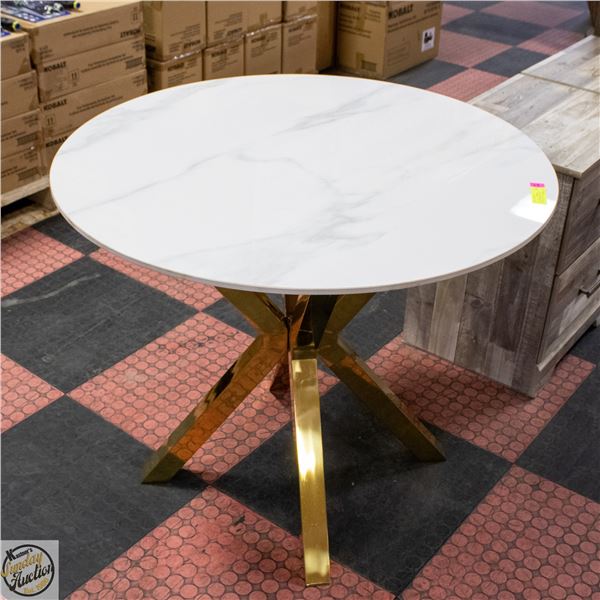 STONE TOP ROUND DINING TABLE H-29.5" D-35.5"