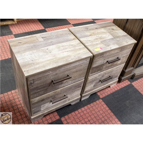 SET OF TWO 2-DRAWER NIGHT STANDS - FAUX