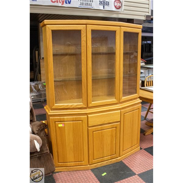 OAK 2 PIECE HUTCH H-74" W-19" L-54.5"