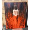 Image 1 : LADY IN RED PAINTING APPROX 48" X 36" LARGE CANVAS