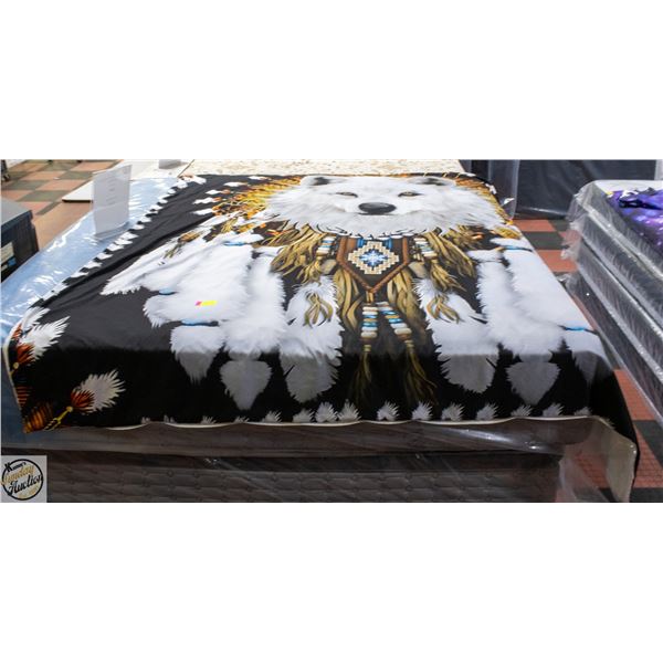 QUEEN SIZE INDIGENOUS WOLF THEME DUVET