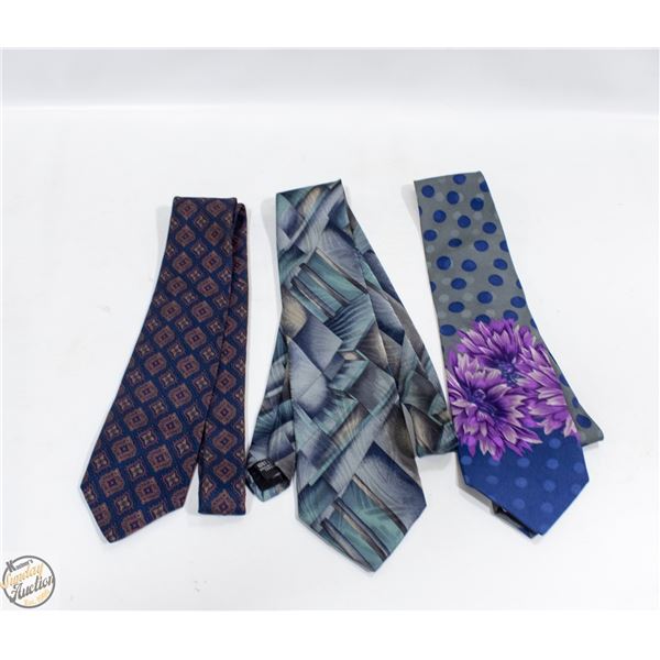 3 DESIGNER NECK TIES BELLAGIO, GIOVANNI MILANO &