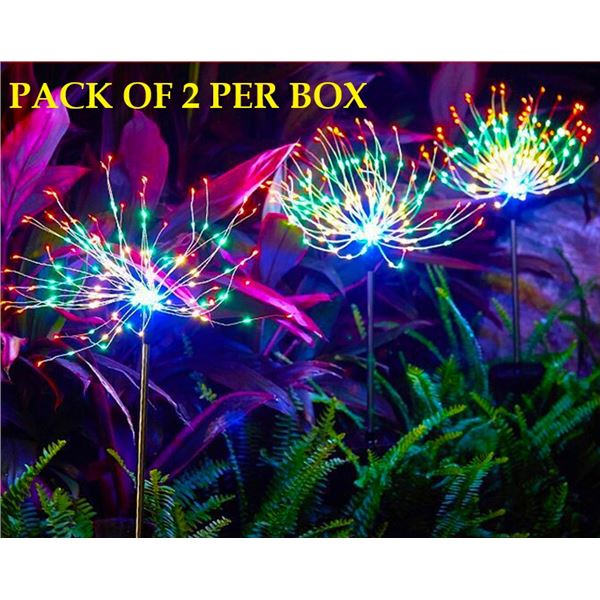 PACK OF TWO SOLAR FIREWORKS 8 MODES 150LED COLORED