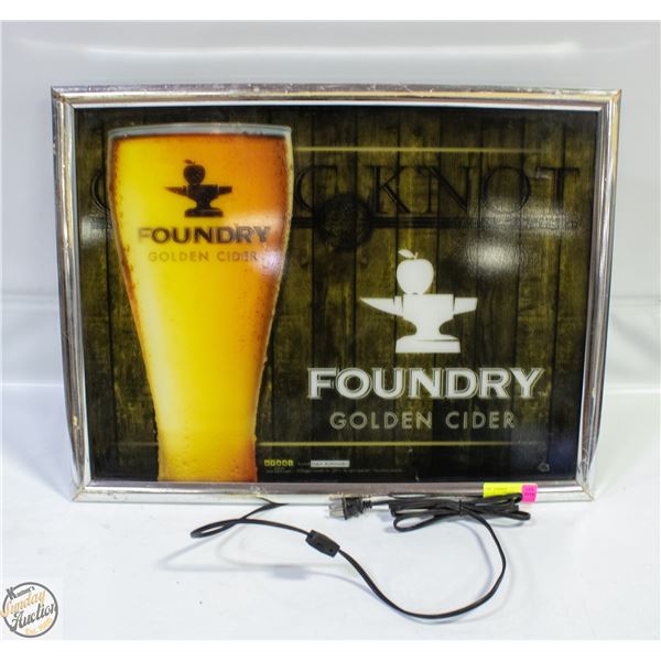 VINTAGE LIT FOUNDRY GOLDEN CIDER ALCOHOL SIGN