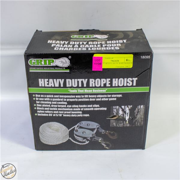 GRIP IT HEAVY DUTY ROPE HOIST IN BOX