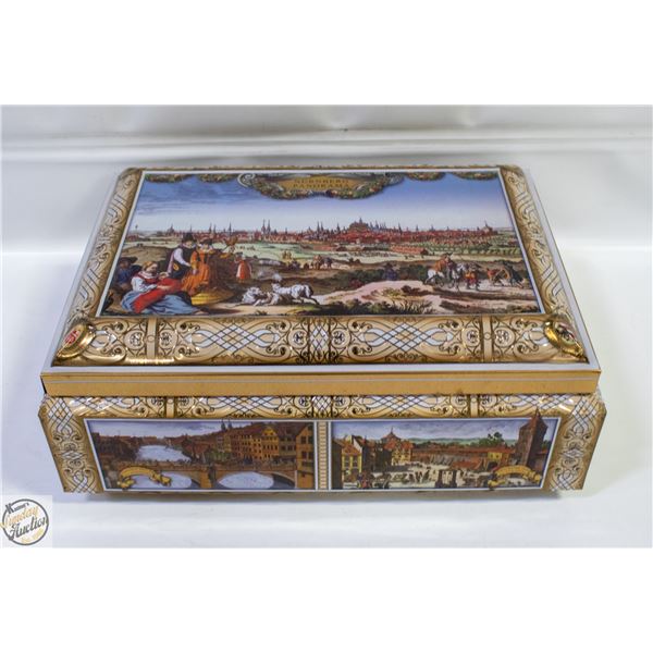VINTAGE HINGE LIDDED TIN