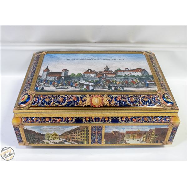 VINTAGE HINGE LIDDED TIN