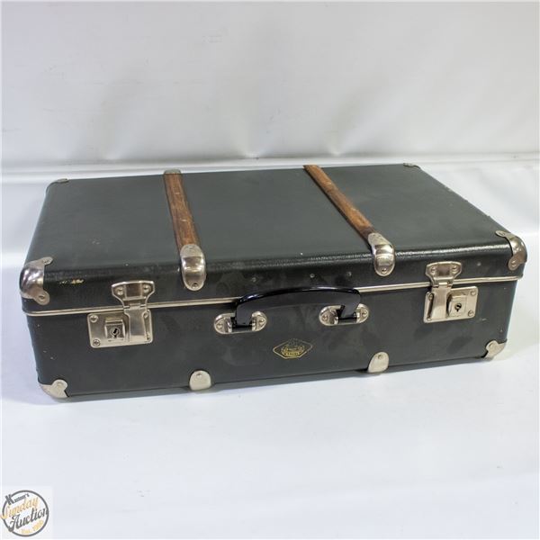 VINTAGE SUITCASE UNLOCKED METAL/LEATHER