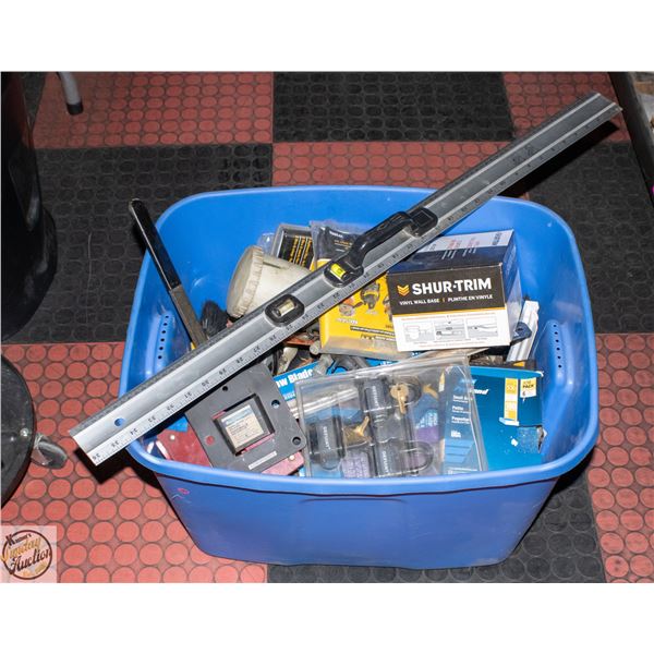 TOTE OF HAND TOOLS + MISC GARAGE