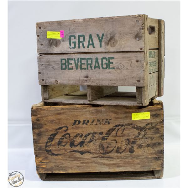 2 VINTAGE BEVERAGE WOOD BOXES