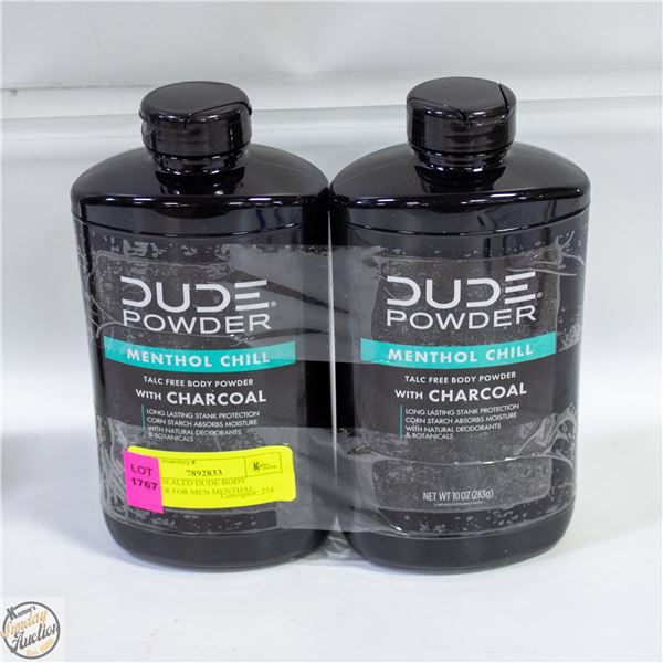 NEW 2 SEALED DUDE BODY POWDER FOR MEN MENTHAL