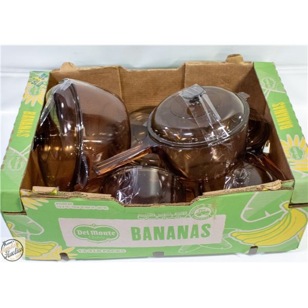 AMBER SEE-THROUGH PYREX (13PCS INCLUDES LIDS)