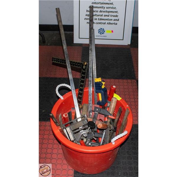 RED BUCKET FILLED WITH ASSORTED