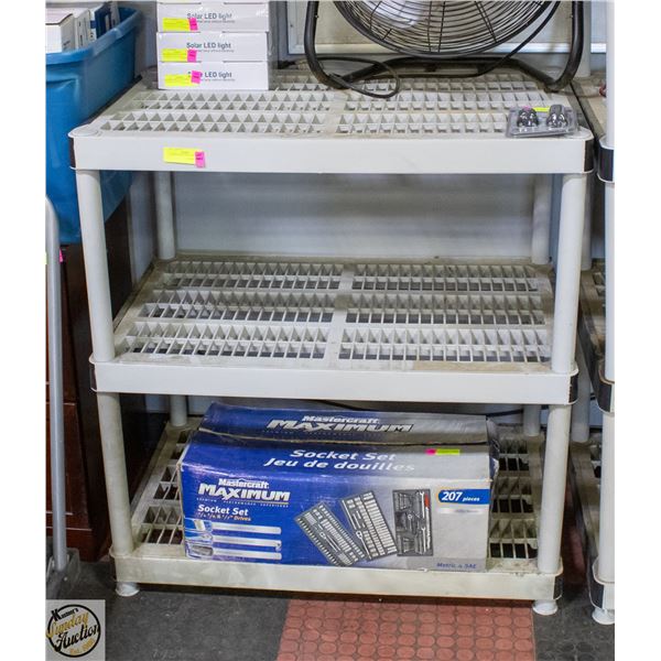 3 TIER PLASTIC GARAGE SHELF 38" X 24" X 36"