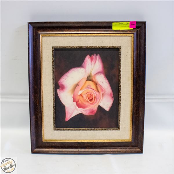 FRAMED ROSE WALL HANGING 14.5" X 16.75"