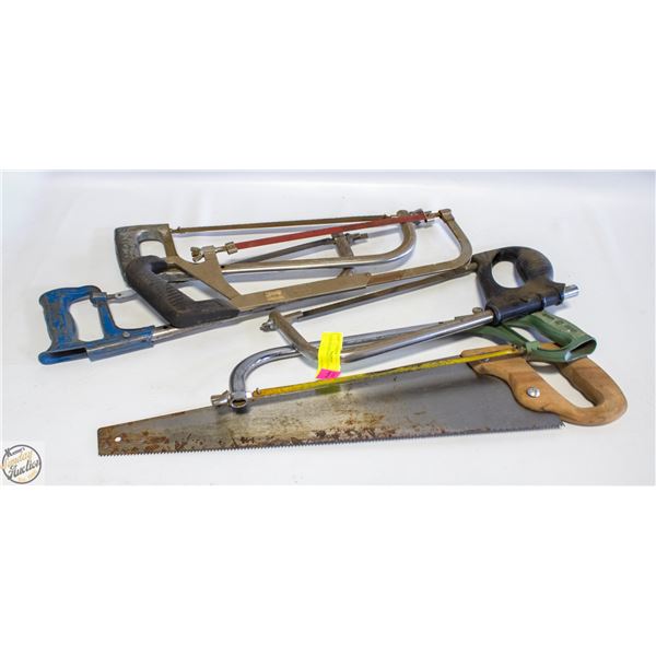 5 HACKSAWS AND A HAND SAW