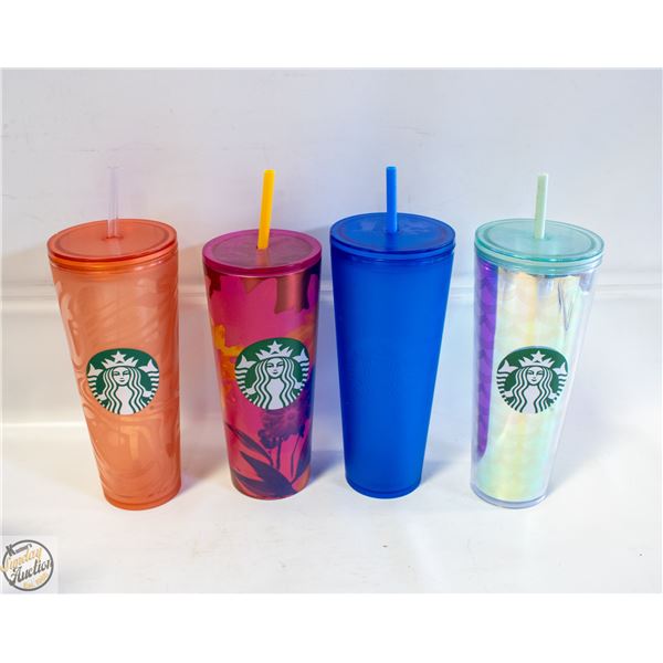 LOT OF 4 STARBUCKS REUSABLE CUPS