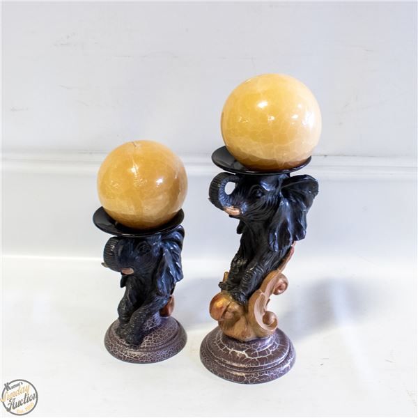 SET OF 2 ELEPHANT CANDLE HOLDERS