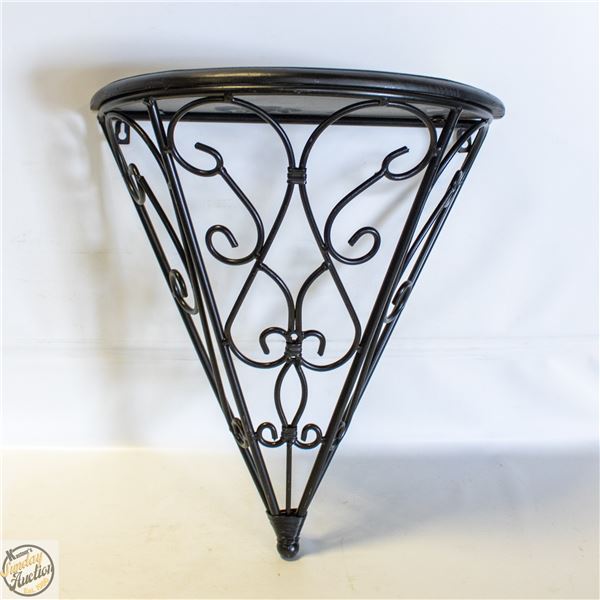 NEW - IRON WALL SHELF W/ WOOD TOP