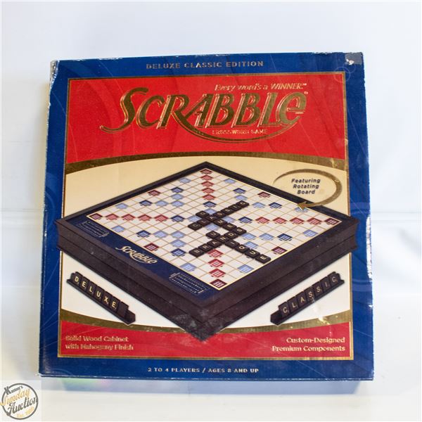 SCRABBLE GAME DELUXE EDITION WOODEN CASED IN ORIG.
