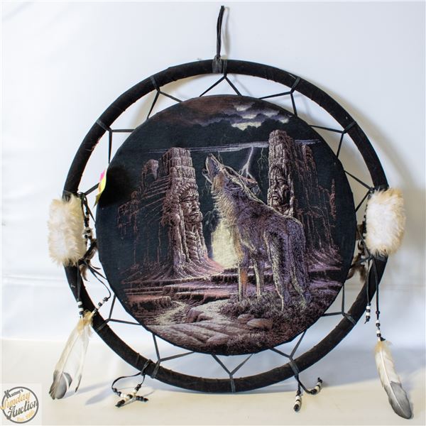 HOWLING WOLF DREAM CATCHER WITH TAGS
