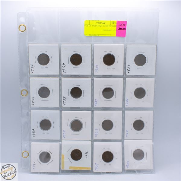 PAGE OF 1920S AND 1930S PENNIES