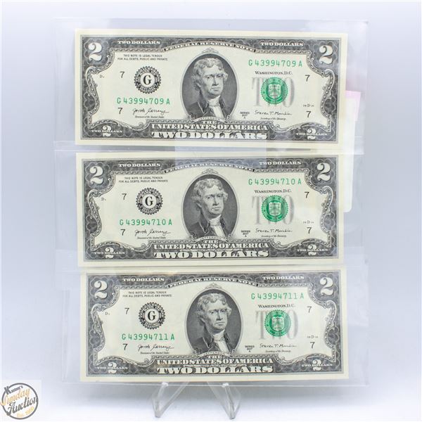 3 X $2 CONSECUTIVE NOTES