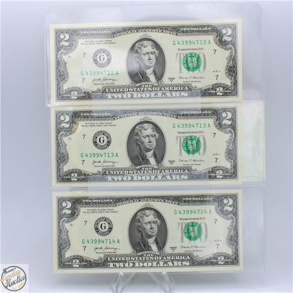 3 X $2 CONSECUTIVE NOTES