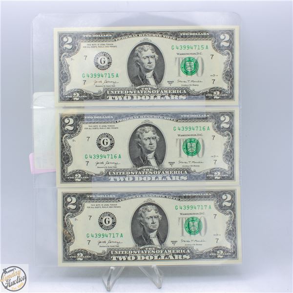 3 X $2 CONSECUTIVE NOTES