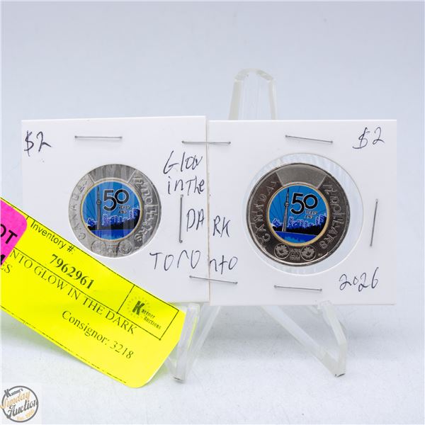 2 TORONTO GLOW IN THE DARK TOONIES