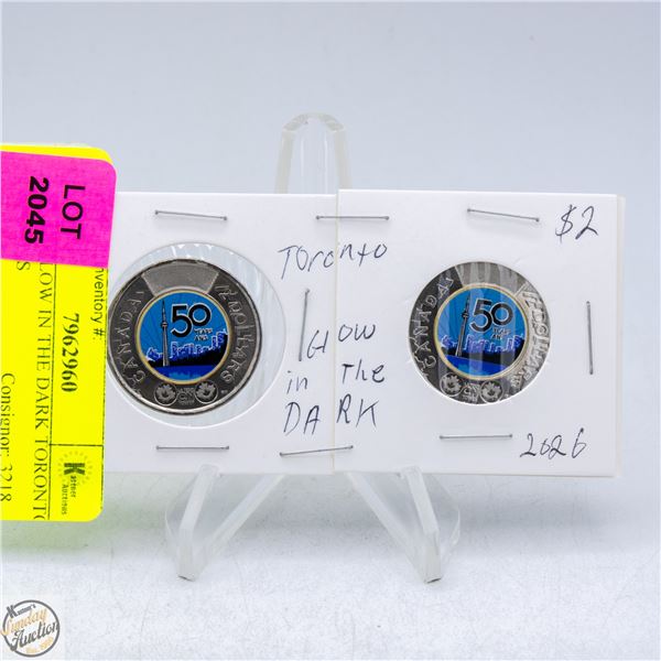 2 X $2 GLOW IN THE DARK TORONTO TOONIES