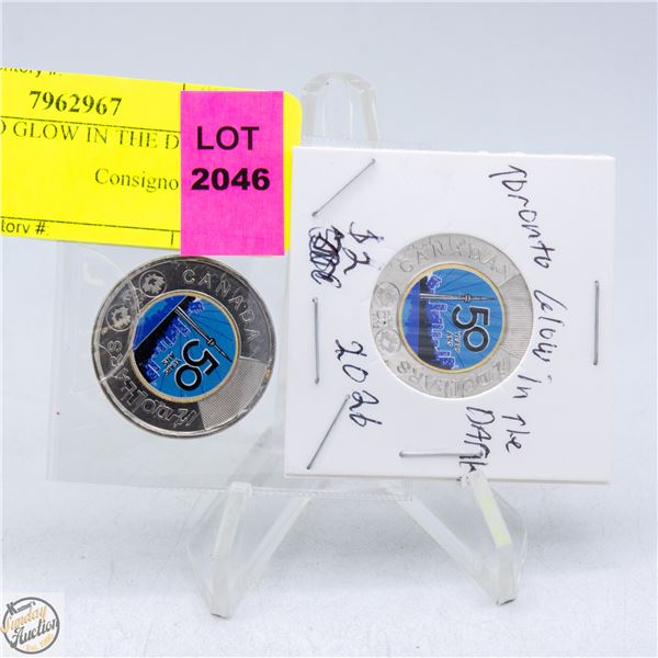 2 TORONTO GLOW IN THE DARK TOONIES