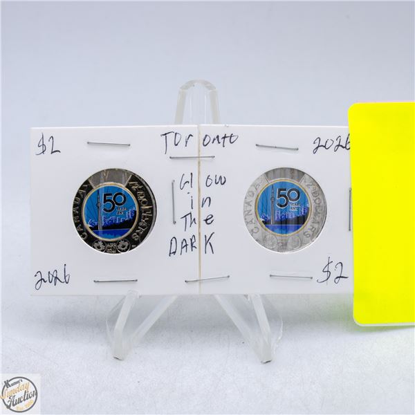 2 X $2 GLOW IN THE DARK TORONTO TOONIES