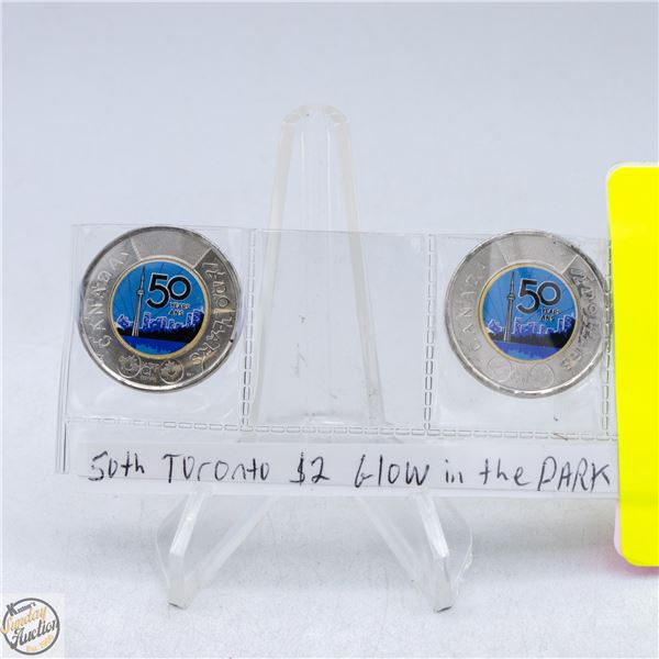 2 TORONTO GLOW IN THE DARK TOONIES