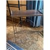 Image 2 : MCM Brass and Wood Floor Lamp with Glass Accent Table and Small Metal Side Table