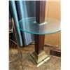 Image 3 : MCM Brass and Wood Floor Lamp with Glass Accent Table and Small Metal Side Table