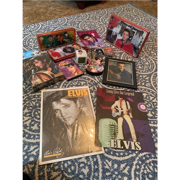 Elvis Presley Memorabilia Lot Featuring Posters, Tin Boxes, and Collectibles