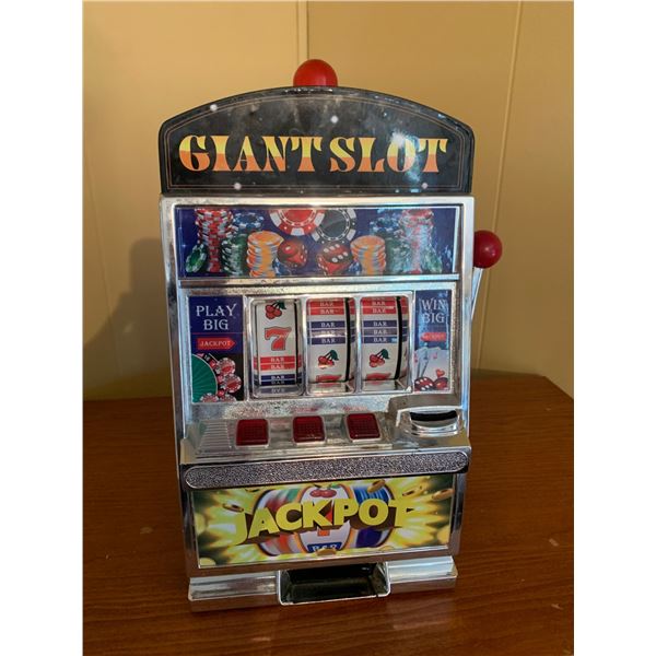 Portable Battery Operated Slot Machine-Themed Coin Bank with Jackpot Design
