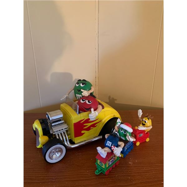 M&Ms Collectible Yellow Hot Rod with Red and Green Characters