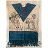 Image 1 : Western-Style Suede and Leather Poncho with Cowboy Design