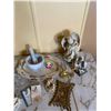 Image 4 : Decorative Items Including Table Lamp, Figurines, and Mortar & Pestle