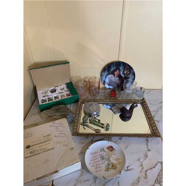 Household Mirror, Pink Depression Glassware, Bradford Exchange Collectible Plates