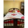 Image 1 : Vintage Metal Full-Size Bed Frame with Spindle Design with Boxspring and Mattress