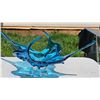 Image 3 : Blown Glass Art Bowl in Vibrant Blue With Sculptural Form