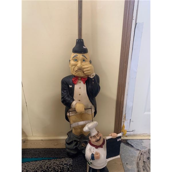 Whimsical Butler and Chef Decorative Set With Plunger Holder