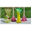 Image 1 : Handcrafted Colored Glass Vase and Bell Set