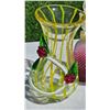 Image 2 : Handcrafted Colored Glass Vase and Bell Set